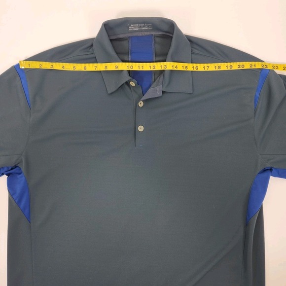 Nike Golf FitDry Men's XL Polo Gray w/ Blue Accents Active Outdoors Links - Picture 6 of 8